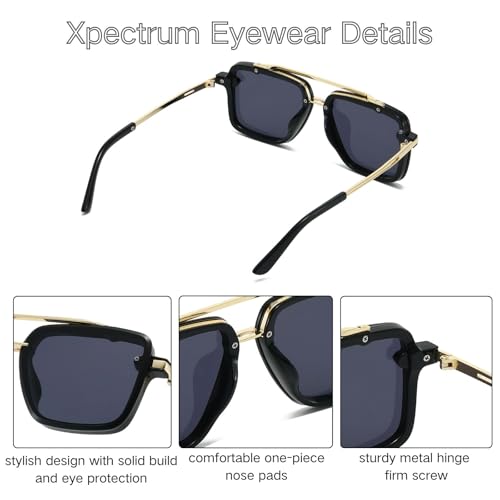 Image of Xpectrum Retro Square Aviator Sunglasses for Men Women Vintage 70s Disco Gangster Style Rectangle Glasses