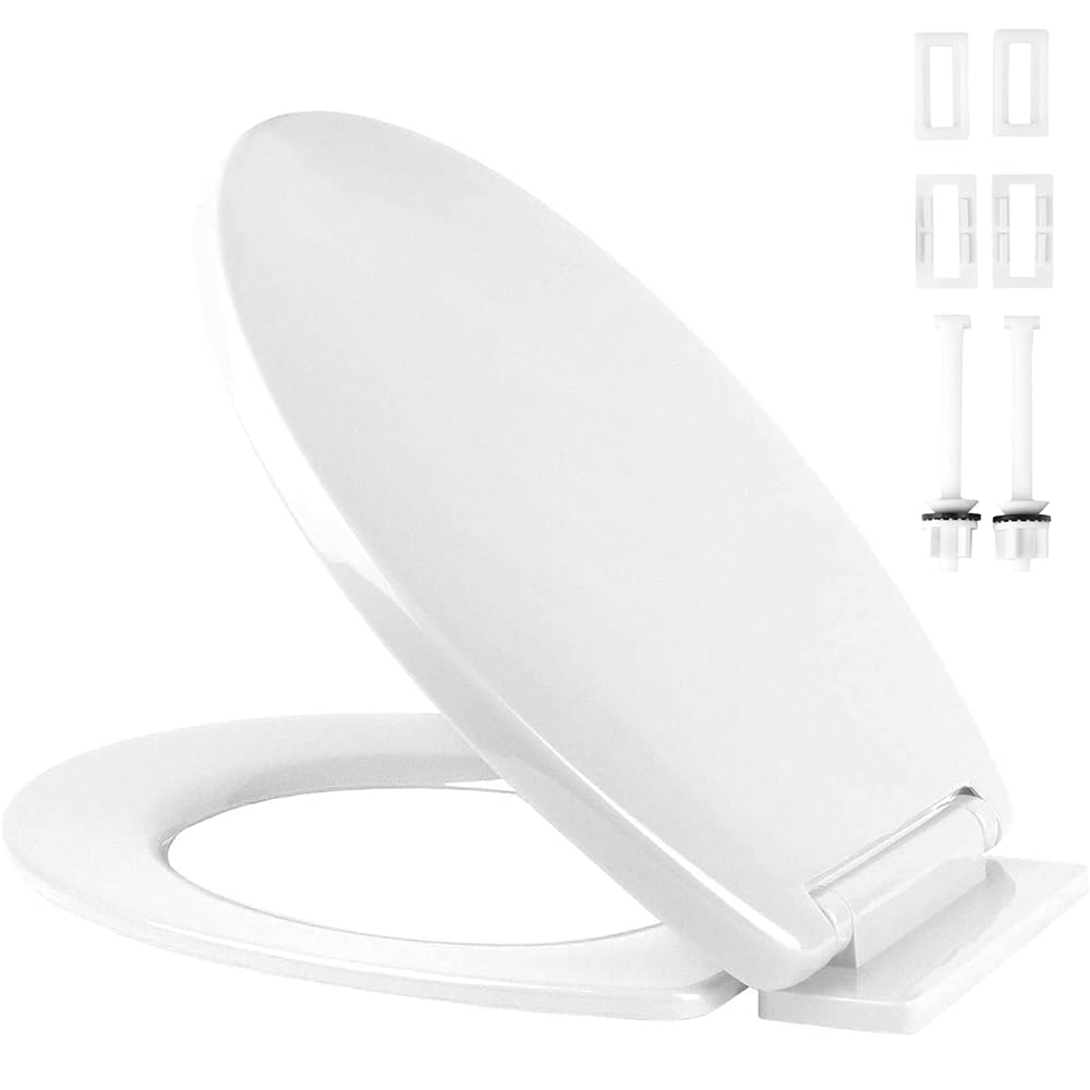 RAM ONLINE White Soft Close Toilet Seat with Quick Release for Easy Clean Loo Toilet Seat with Adjustable Hinges Standard O Shape Toilet Seat