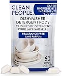 Clean People All Natural Dishwasher Pods - Cuts Grease & Rinses Sparkling Clean - Residue-Free - Phosphate Free Dishwashing Pods - Fragrance Free, 60 Pack