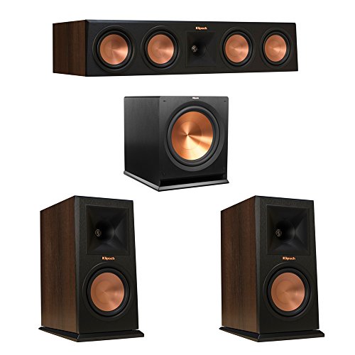 Klipsch 3.1 Walnut System with 2 RP-160M Monitor Speakers, 1 RP-450C Center Speaker, 1 Klipsch R-115SW Subwoofer
