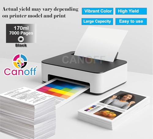 Image of CANOFF GI-76 Black Refill Ink Bottle Compatible for Canon GX6070, GX7070, GX6060, GX7060 Printers | High Yield Ink - BK 170ml (4pc.)