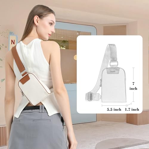 Image of Canvas Small Anti Theft Crossbody Bag with Zip Lock, Lightweight RFID Sling Bags Fanny Pack for Travel