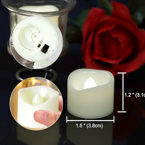 Image of CANDLE CHOICE Battery Operated Flameless Tea Lights Bright Flickering LED Tealight Votive Candles for Wedding Table Centerpieces Halloween Christmas Decorations Batteries Incl. White Light 24 Pack