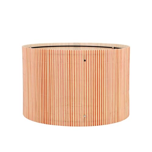 Image of Pendant Lamp Shade, Translucent Bamboo Made, 13.8x9 Inch, Modern Minimalist Style for Living Room, Bedroom (Colorful Line)