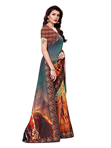 Image of AKHILAM Women's Bahubali Digital Printed Art Silk Saree with Blouse Piece (BHBLI Parent)
