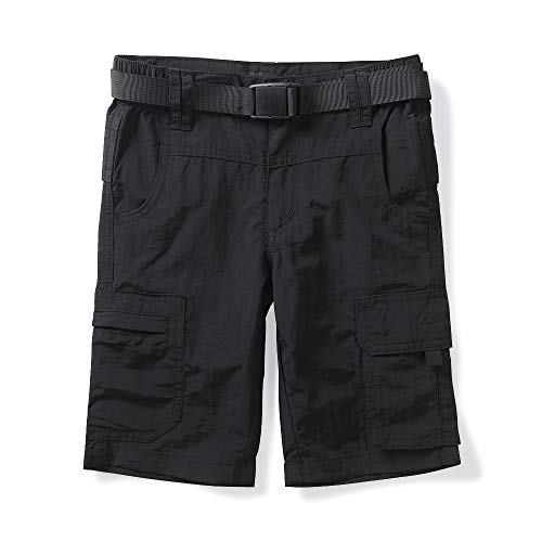 Aeslech Little Big Boy Short cargo à séchage rapide avec taille élastique pour extérieur, randonnée, camping, pêche, Noir , 12-13 ans Cover