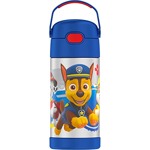THERMOS FUNTAINER Water Bottle with Straw - 12 Ounce - Kids Stainless Steel Vacuum Insulated Water Bottle with Lid, Paw Patrol