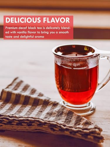 Image of TeeLux Decaf Vanilla Black Tea Bags, Decaffeinated Black Tea Blended with Vanilla, 100 Count
