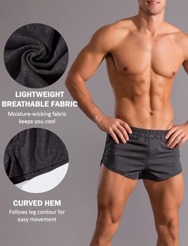 Men's 3-Inch Inseam Cotton Lounge Shorts Breathable Running Workout Active Shorts Sleep Bottoms3