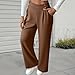 Kubbon Wide Leg Dress Pants for Women High Waisted Button Business Casual Pants Office Work Palazzo Pant Fashion Trousers Brown