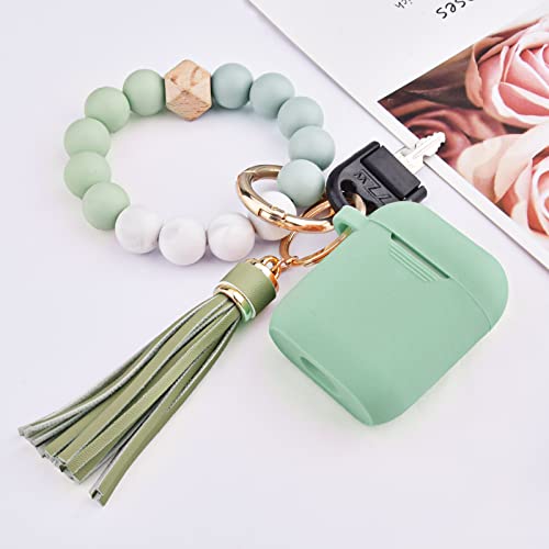 Filoto Airpods Case, Cute Apple Airpod 2/1 Cover For Women Girls, Silicone Protective Case With Bracelet Keychain (Cactus Green) #TOP5