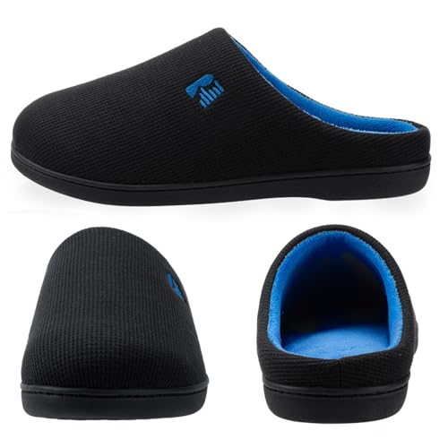 RockDove Men's Original Two-Tone Memory Foam Slipper, Size 11-12 US Men,Black/Sapphire