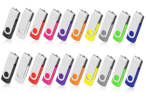 USB Stick, AreTop Memory Stick 2GB 20 Pack, Flash Drive 2.0 Swivel Thum Drive with Lanyard and LED Indicator