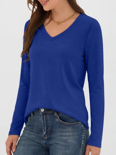 Image of ANRABESS Long Sleeve Shirts for Women Wrinkle Free V Neck Fall Top