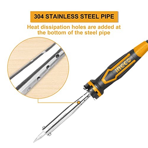 Image of INGCO Electric Soldering Iron, 100W, Preheat.Time:3~5minutes, Straight, Tip Head