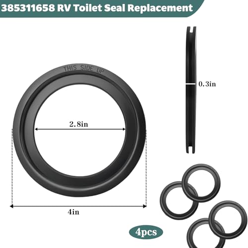 Image of 4-Pack Flush Ball Seal Gasket Replacement 385311658 Compatible with Dometic 300 /310 /320, Reliable RV Toilet Seal Replacement, Leak Proof Gasket
