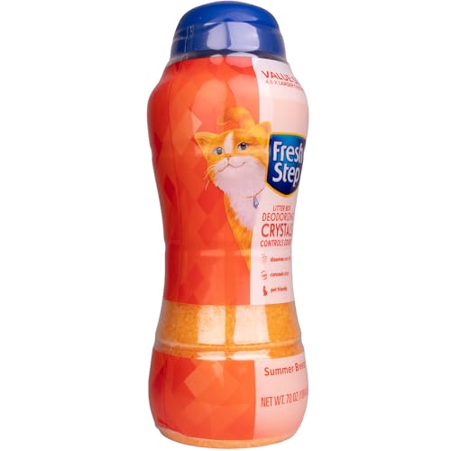 Fresh Step Cat Litter Crystals | Cat Litter Box Deodorizer Product for All Cats | Combats Cat Odors and Neutralizes Smells | Summer Breeze Scent, Value Size 70 oz, 4.6X Larger Container