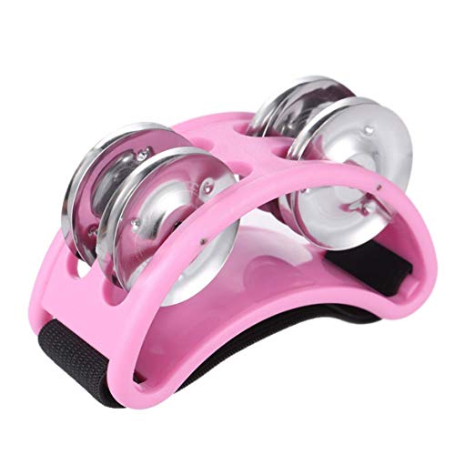 Kongqiabona - Pandereta de percusión (tamaño Compacto, 2 Juegos de Metal, Ideal como Regalo para Instrumentos Musicales), Rosa