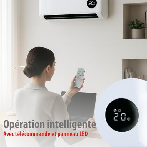 Alpina Termoventilatore Da Parete 2000 W, In Ceramica, Con 2 Livelli Di Potenza E Timer, Termostato Digitale - 6
