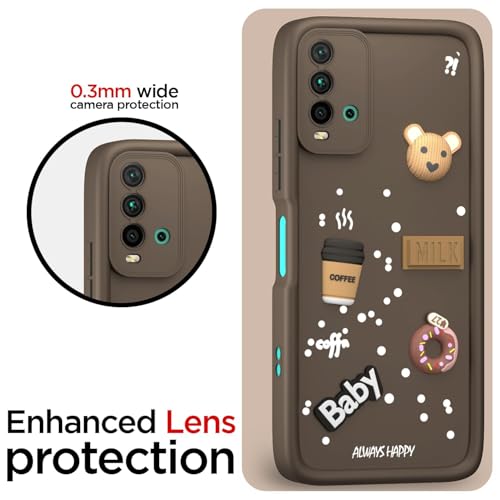 Image of Bintage Ball Bear| Donut| Milk Cake| Baby| Coffee Rubber Case Full Body & Camera Protection Back Cover Compatible for Mi Redmi 9 Power 4G - Brown