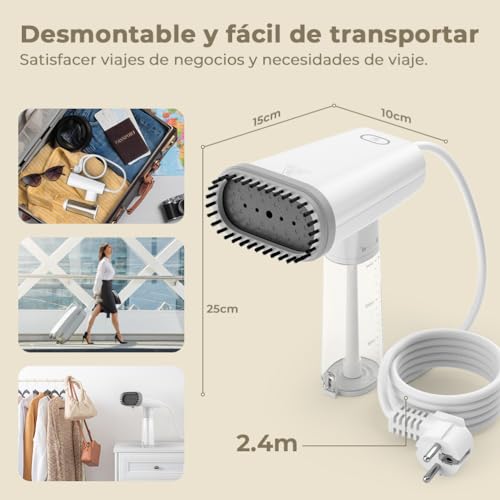 Miniatura 3 de Vpcok Direct Plancha Vertical Vapor 1000w, Plancha De Viaje Con 150ml De Tanque De Agua Pequeña Y Ligera, Plancha Vapor Para Rápida Eliminación De Arrugas, Cable De 1,8 M, Ideal Para Casa Y Viaje