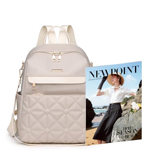 Nexum Backpack Women Nylon Waterproof Casual Daypacks Multipurpose Convertible Backpack School Bag for Girls Lightweight Girls Rucksack Classic Casual Backpack for Travel College Work (Beige)