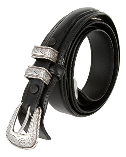 Silver Star Men's Oil Tanned Leather Ranger Belt With Engraved Sterling Silver Buckle2