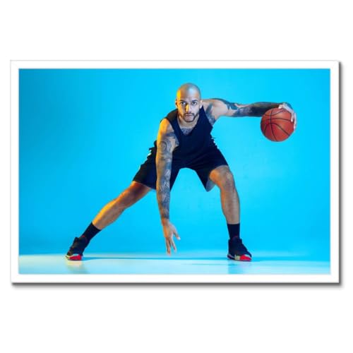 Dribble de basketball poster cadre noir 60 x 40 cm pour salon et chambre d'ado sportive