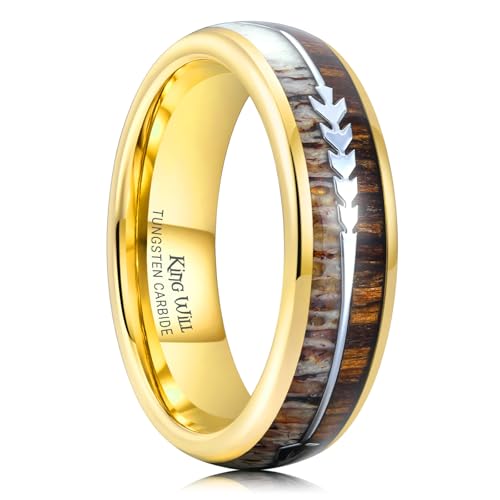 THREE KEYS JEWELRY 6mm Mens Gold Tungsten Rings Two-Tone Nature