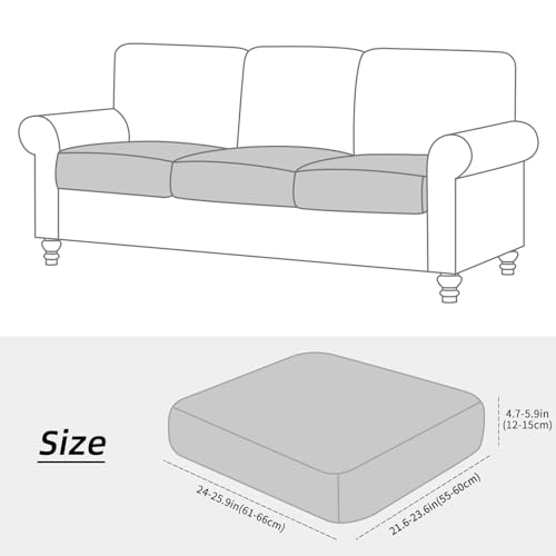 Fuloon Stretch Seat Cushion Covers, Suede Leather Look Sofa Seat Cushion Slipcovers Couch Cushion Covers Removable Furniture Protector Cover Large-Chair Cushion Covers thumb #4