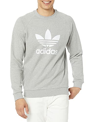 adidas Originals Men's Adicolor Essentials Trefoil Crewneck Sweatshirt, Medium Grey Heather