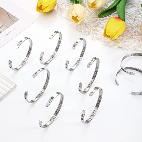 12 Pieces Thank You Gift Inspirational Cuff Bracelet For Women Stainless Steel Engraved Adjustable Motivational Bangle For Employee Teacher Nurse Friend Graduation Gift (You Are Awesome) #TOP3