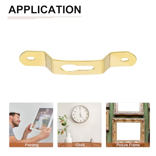 Image of DTGN 56mm x 15mm Keyhole Hanging Plate with Screws - 20Pcs - Good for Hanging Paintings - Picture Frame Hook Photos - Gold