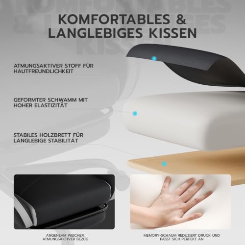 WOTSTA Gaming Stuhl mit Lendenwirbelstütze Höhenverstellbarer Gaming Sessel – Ansicht 6