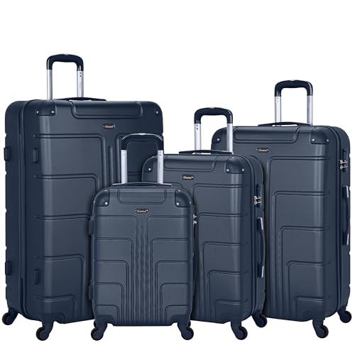 Senator Hard Shell Luggage Set 4-Piece Suit Case on Wheels for Unisex Travel A1012 | ABS Lightweight Hard sided Luggage with Spinner Wheels 4 (Set of 4, Navy Blue)