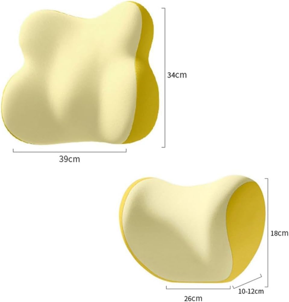 Juego Almohada Cervical y cojín Lumbar Espuma Memoria diseño Mariposa ergonómico para XC60 For Hybrid Coche Oficina sofá,Yellow