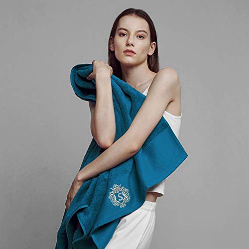 Premium 100% Pure Cotton Bath Towel Luxury Hotel & Spa Bathroom Hand Towels Embroidery Washcloth Decoration Bath Sheets (Peacock-Blue) #TOP1