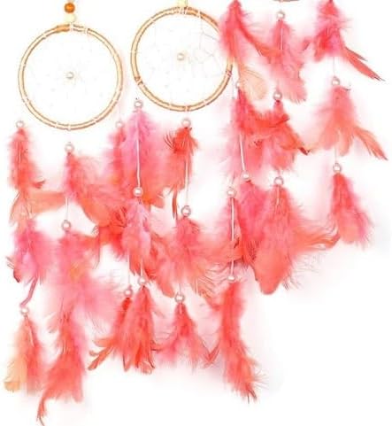 Handicrafts Moon Shape Dream Catcher with kaudi Combination | Half Moon can be Hang Garden Tree, Balcony, Home décor, Wall Hanging, Bedroom, Gift for Someone Special (Peach)