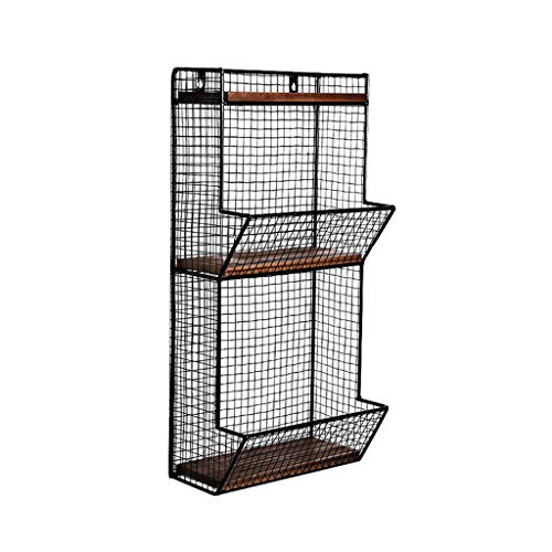 ZEZHOU Revistero, Revistero Colgante de Pared de Madera Maciza, estantería de baño de Hierro Forjado, repisa para baño, 2 Colores Opcionales (Color : Black)