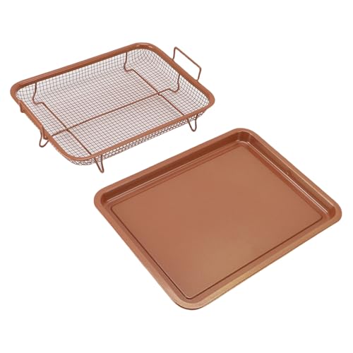 Bewinner Panier et Plateau de Friteuse en Acier Inoxydable pour Four, Idéal pour la Cuisson, les Grillades, la Cuisson et la Friture, Accessoire de Barbecue Portable avec Poignées pour une (Style 2)