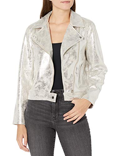 Tribal Women's Biker Jacket-Silver, M