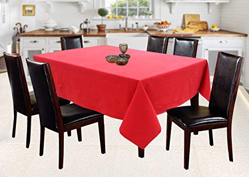Image of AIRWILL 100% Cotton Solid Pattern 6 Seater Rectangle Table Cover Sized, 56x71 inches (Red, Pack of 1)