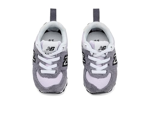 Image of New Balance Kid's 574 V1 New-B Lace-Up Sneaker, Neptune Grey /Taro, 2 W Infant