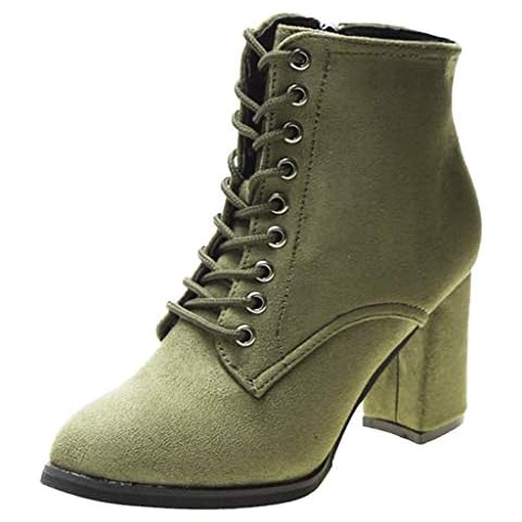 95sCloud Ankle boots Hign heels women's winter women's boat shoes lace-up shoes winter shoes boots winter boots winter boots winter shoes outdoor boots booties lace-up boots shoes (green, 37) Cover