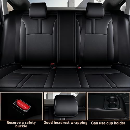 Image of AOMSAZTO Custom Fit Seat Covers for Honda Civic Sedan EX-L,EX-T 2016-2021 Premium Comfort Faux Leather Car Seat Covers Black