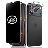 Mankera 360度 覗き見防止フィルム iPhone 17 Pro max 用 全面保護 強化ガラス 超薄 0.25mm アイフォン 17Pro max 指紋防止 眩光低減 いPhone17Promax 360° 全方向 プライバシー保護 【特別4点セット】カメラ保護フィルム + 貼り位置ガイド枠 + クリーニングキット付き 衝撃吸収 画面保護フィルム 上下左右 完全遮断