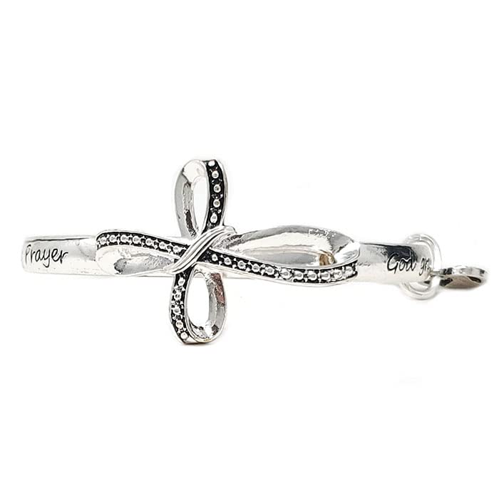 Image of Emulily Serenity Prayer Twisted Bangle Silver-tone Bracelet with Inspirational Card