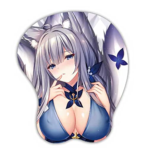 Tapis de Souris 3D Azur Lane Shinano - Tapis de Souris Repose-Poignet Animation Silicone Souris Pad de Souris Gaming Pad PC Portable Tapis de Bureau（Shinano-A）