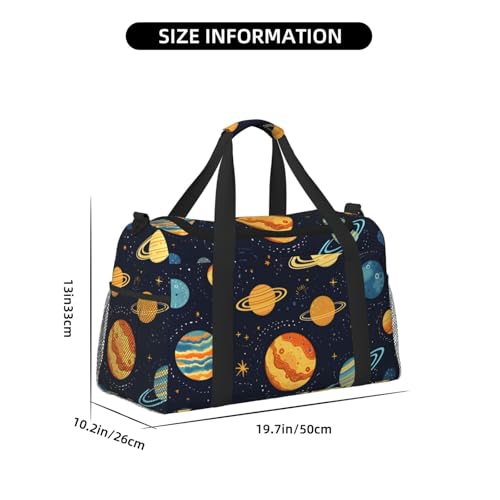 Outer Space Planet Duffle Bag for Travel Solar System Sports Gym Tote Carry On Bag Large Shoulder Weekend Overnight for Workout4