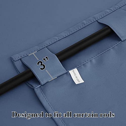 Image of RYB HOME Kitchen Window Curtains - Blackout Privacy Half Window Curtains for Bedroom Bathroom Dining Living Room Cafe Office Short Tiers Drapes, W 34 x L 36 inches, 2 Panels, Stone Blue